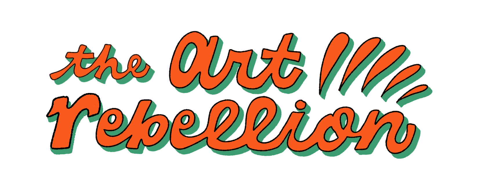 the-art-rebellion-logo---cursive-letters-spelling-the-art-rebellion-in-red-with-a-green-highlight